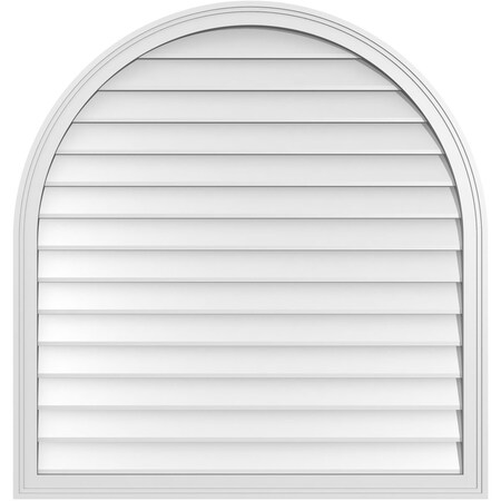 Ekena Millwork Round Top Surface Mount PVC Gable Vent w/ 2"W x 1-1/2"P Brickmould Frame, 40"W x 42"H GVPRT40X4202SN